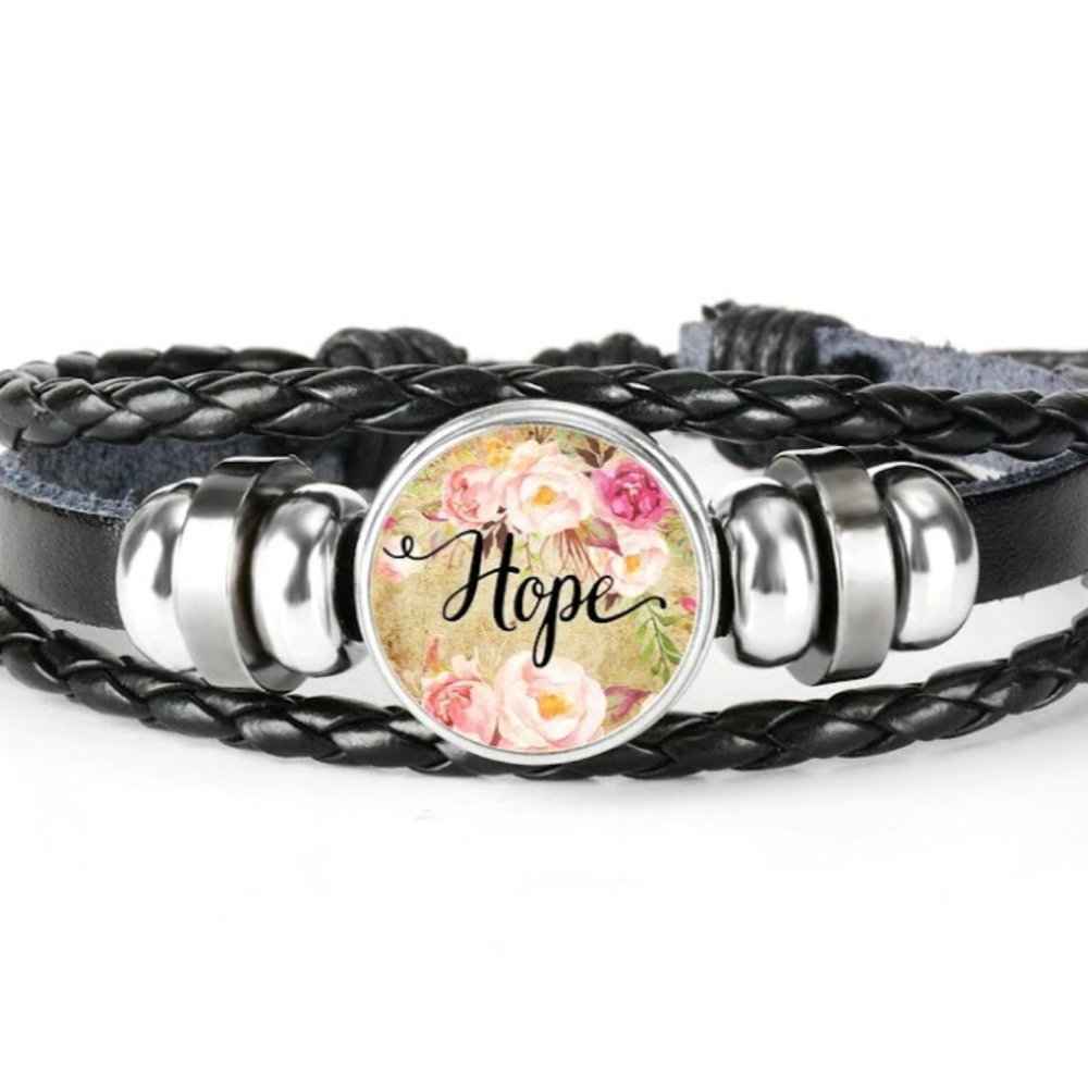 Bracelet-NEW- Leather Christian HOPE Adjustable